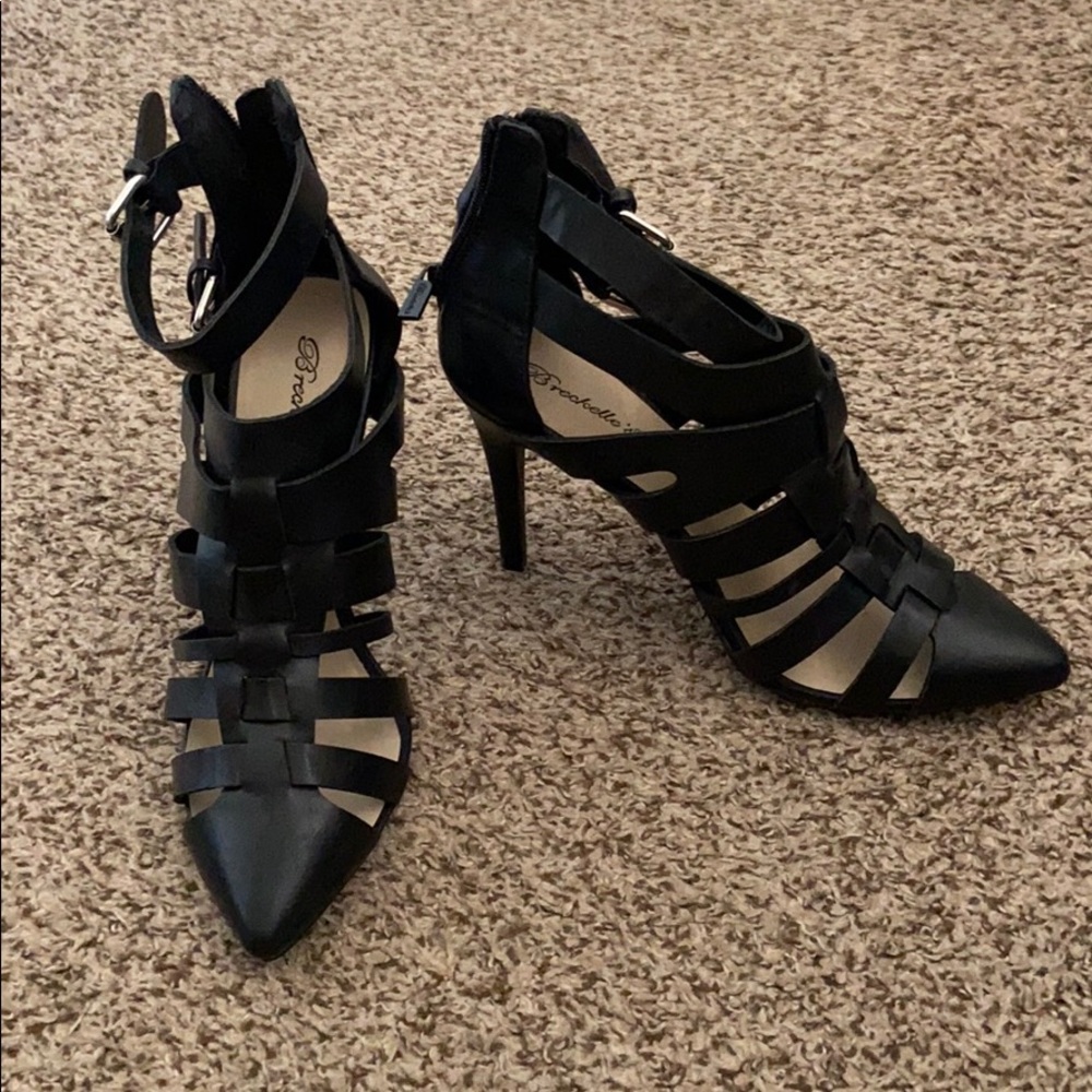 Black strap heels